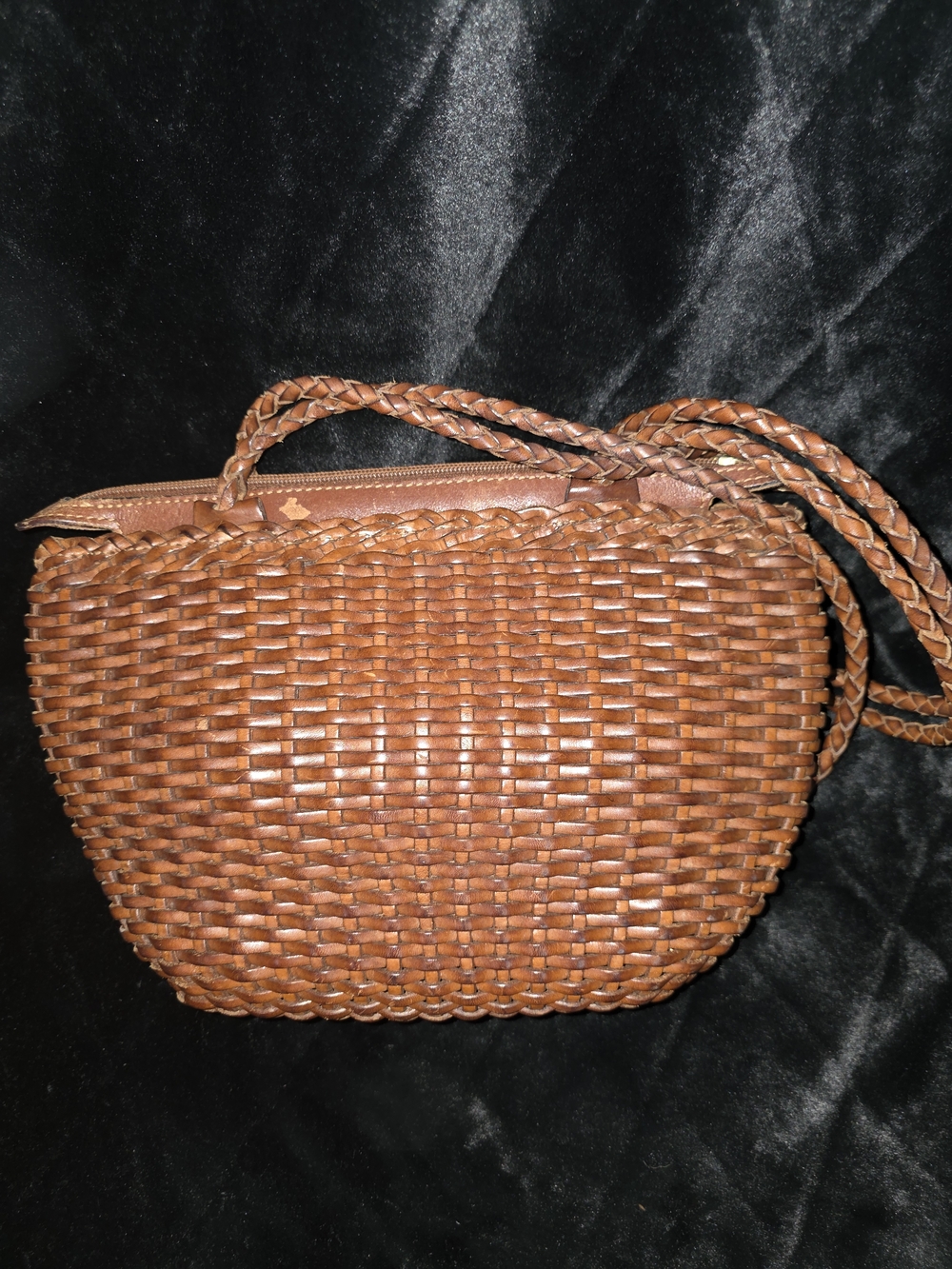 Braided Woven Brown Crossbody Bag with Adjustable Strap